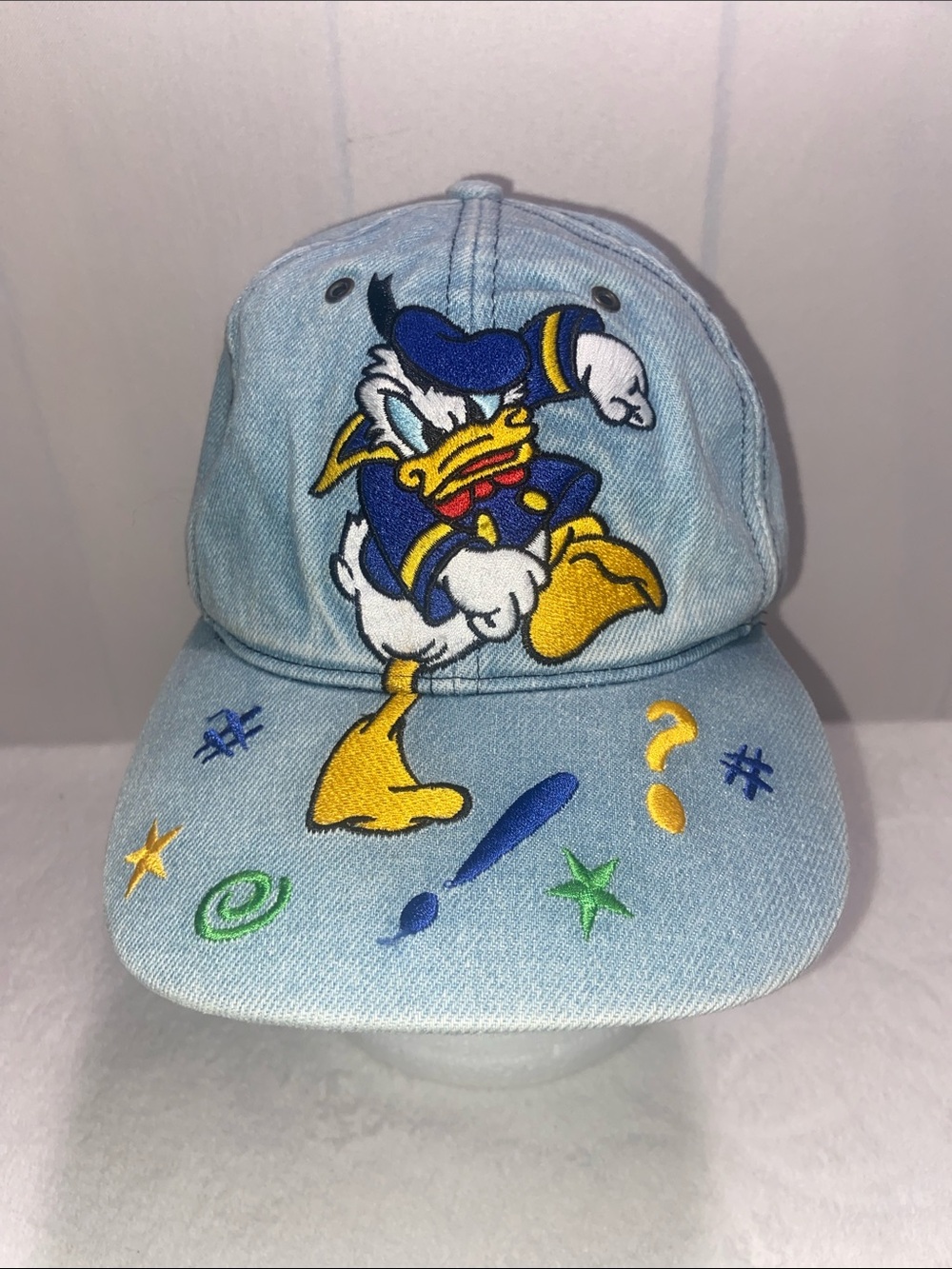 Walt Disney World denim hat angry Donald Duck vintage
